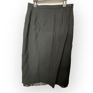 Jones New York petite 100% wool lined wrap skirt black 14p